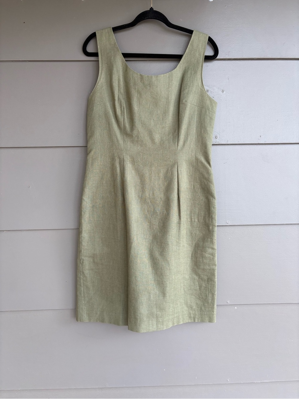 Vintage 90’s Styleworks Cotton and Linen Green Sheath Dress